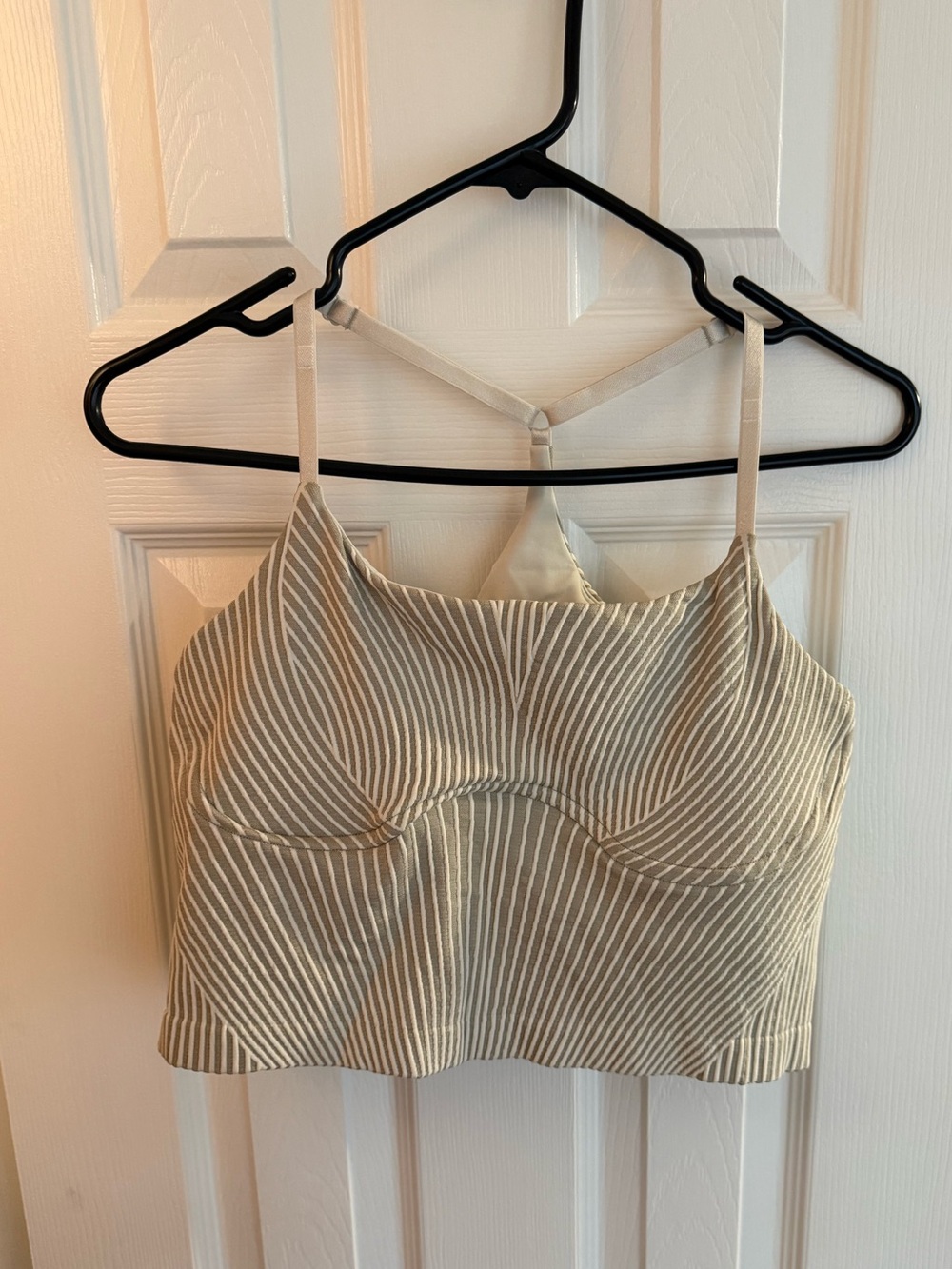 lululemon athletica Cream and Tan Striped Cropped Cami